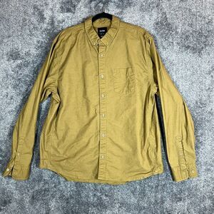 DUER Shirt Mens 2XL Brown Long Sleeves Blue Collar Workwear Button Up Comfort